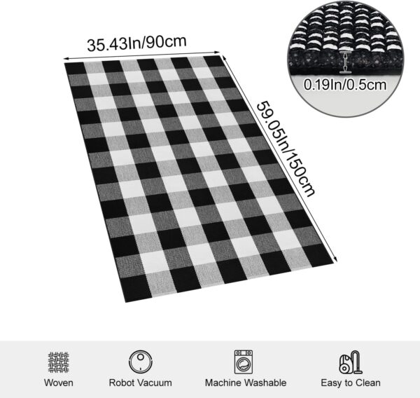 Buffalo Plaid Area Rug 3x5 Front Door Mat Black and White Checkered