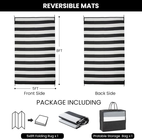 Outdoor Rug Waterproof 5 x 8 ft, Reversible Plastic Straw Rug for