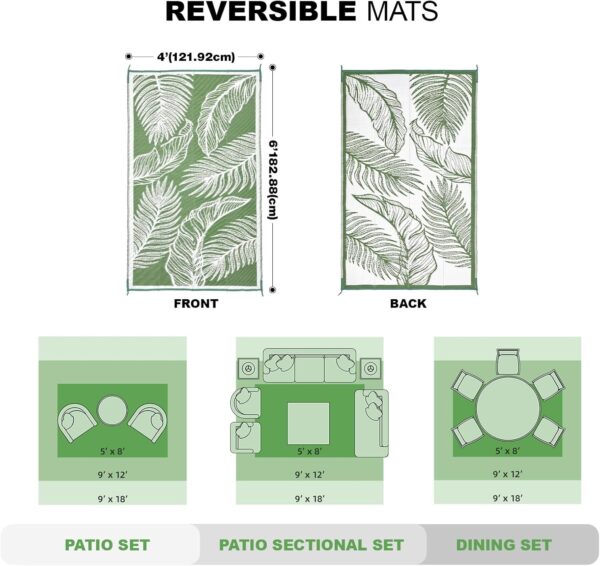 wikiwiki Outdoor Rug, 4x6ft Waterproof Reversible Mat Indoor Outdoor Rugs Carpet, Small