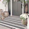 Black and White Outdoor Rug 3'x 5' Front Porch Rug Cotton Hand-Woven