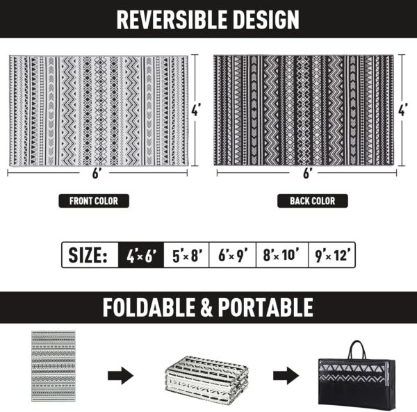 WILDROOTS 9x12 Feet Black and White Plastic Outdoor Rug, Stain Resistant Waterproof