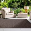 LUXE WEAVERS Non-Slip Washable Outdoor Brown 5x7 Area Rug, Modern Textured Geometric