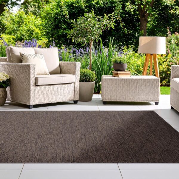 LUXE WEAVERS Non-Slip Washable Outdoor Brown 5x7 Area Rug, Modern Textured Geometric