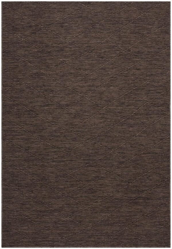 LUXE WEAVERS Non-Slip Washable Outdoor Brown 5x7 Area Rug, Modern Textured Geometric