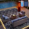 9x12Ft Outdoor Rug, Solar Powered Outdoor Rug with 131LEDs Strip Lights for