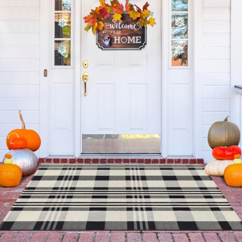 Buffalo Plaid Rug 3x5 Cotton Woven Buffalo Check Area Rug Black and