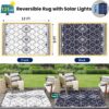 9x12Ft Outdoor Rug, Solar Powered Outdoor Rug with 131LEDs Strip Lights for
