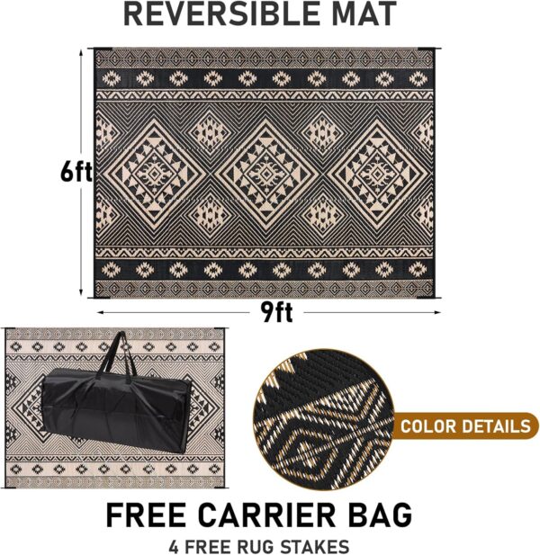 HiiARug Outdoor Rug for Patios 6'x9' Outdoor Plastic Straw Rug Waterproof Patio