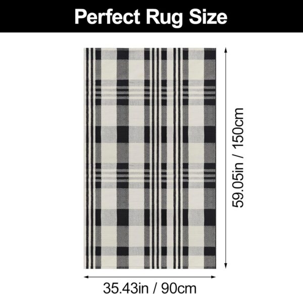 Buffalo Plaid Rug 3x5 Cotton Woven Buffalo Check Area Rug Black and
