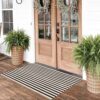 Black and White Striped Rugs, 28x43 Inches Outdoor Front Porch Doormat Cotton