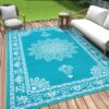 Outdoor Rug 5x8 Ft, Waterproof Plastic Straw Patio Rug, Reversible Backyard Carpet