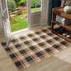AROGAN Plaid Jute Rug 3x5, Washable Indoor Outdoor Rug, Black and Brown
