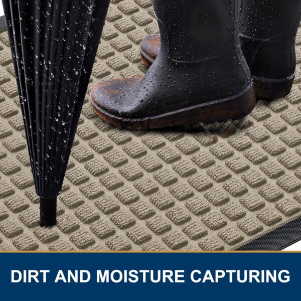 Smiry Front Door Mat Outside Entrance, Heavy Duty Natural Rubber Doormat, Non