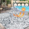 Findosom Waterproof Outdoor Rug 5' x 8' - Reversible Mandala Outdoor Plastic