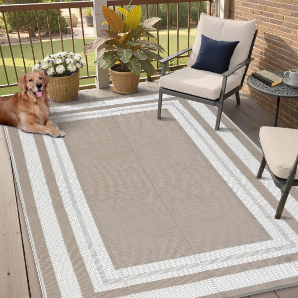 GAOMON Outdoor Rug 8x10 Area Rugs for Patio Waterproof Plastic Straw Rug