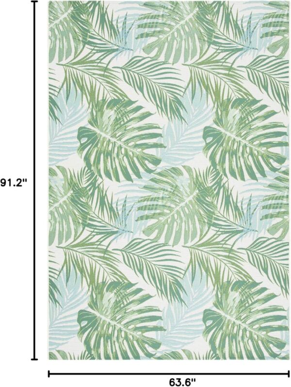 SAFAVIEH Washable Rug Outdoor Barbados Collection - 5'3" x 7'6", Green &
