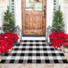 Buffalo Plaid Area Rug 3x5 Front Door Mat Black and White Checkered