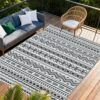 WILDROOTS 9x12 Feet Black and White Plastic Outdoor Rug, Stain Resistant Waterproof