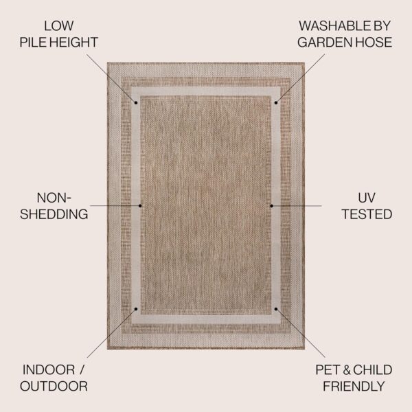 JONATHAN Y 3-Stripe Border Indoor Outdoor Area Rug 4X6 Beige/Cream, Dover Classic