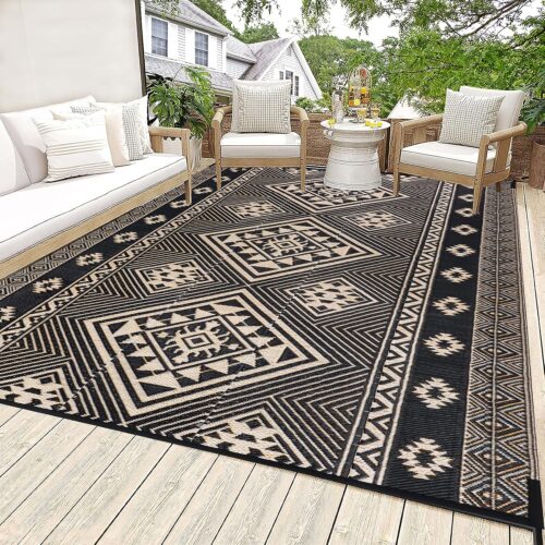 HiiARug Outdoor Rug for Patios 6'x9' Outdoor Plastic Straw Rug Waterproof Patio