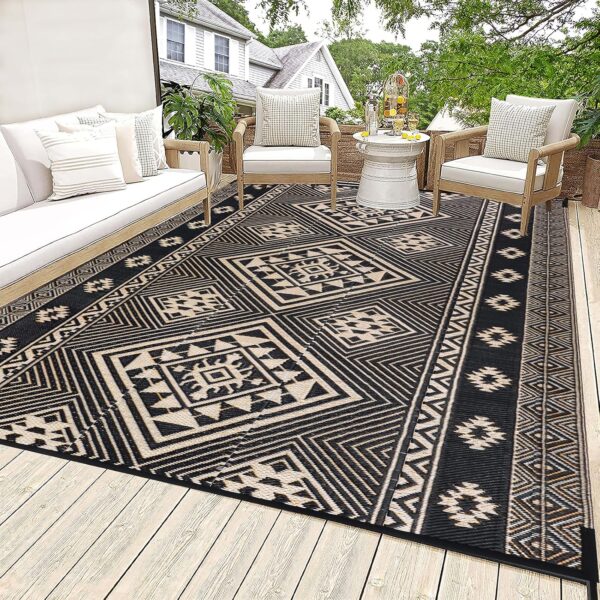 HiiARug Outdoor Rug for Patios 6'x9' Outdoor Plastic Straw Rug Waterproof Patio