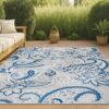 JONATHAN Y Paisley High-Low Indoor Outdoor Area Rug 4X6 Light Gray/Blue, Gordes