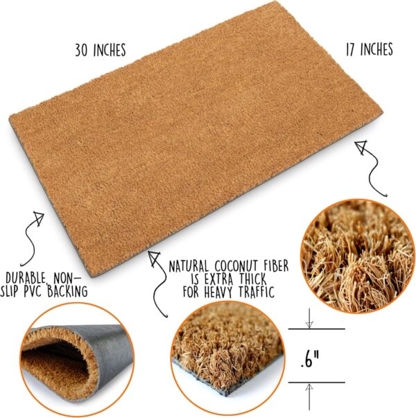MAINEVENT Plain Coir Doormat Bulk 30x17 Inch, 2 Pack Door Mat Coir