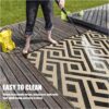 Terrug Outdoor Rug Waterproof 6x9 Ft, Foldable Outdoor Plastic Straw Rug, UV