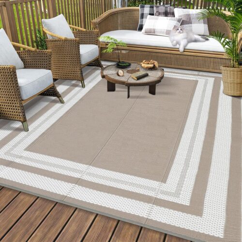 GAOMON Outdoor Rug 8x10 Area Rugs for Patio Waterproof Plastic Straw Rug