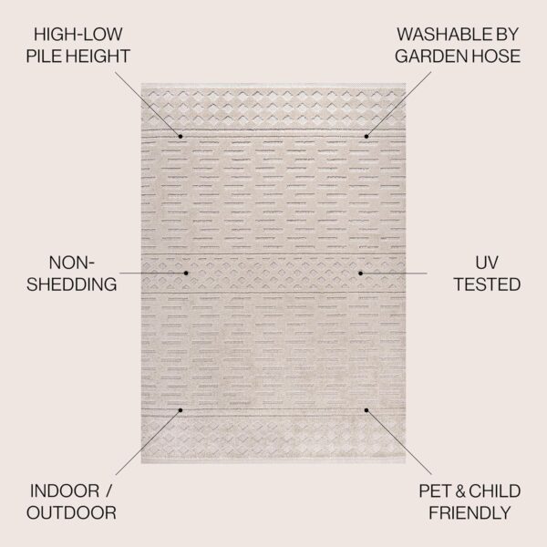 JONATHAN Y Moroccan Geometric Indoor Outdoor Area Rug 8X10 Beige, Xlendi High-Low