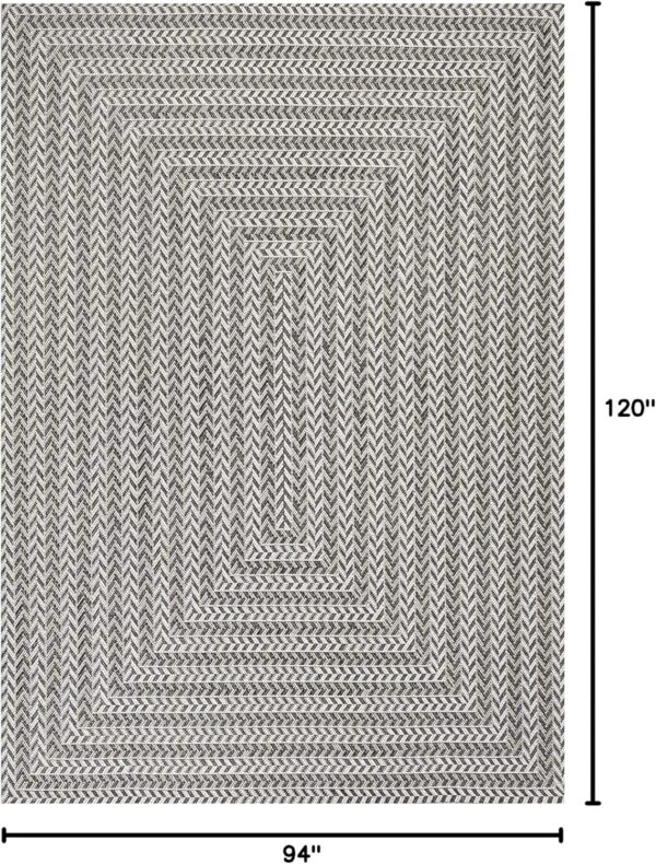 JONATHAN Y Concentric Squares Indoor Outdoor Area Rug 8X10 Black/Light Gray, Chevron