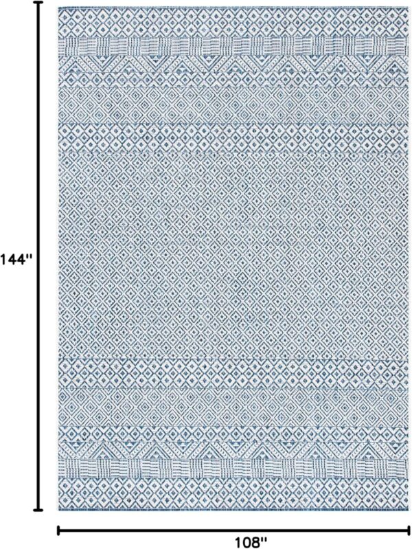 SAFAVIEH Washable Rug Outdoor Courtyard Collection - 9' x 12', Blue &