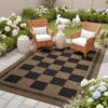 Vasofe 3x5 Plaid Rug, Jute Rugs, Washable Outdoor Indoor Checkered Carpets, Entryway