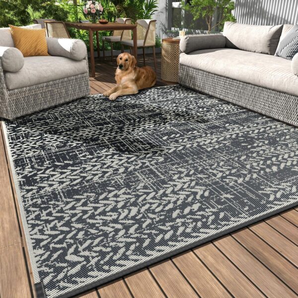 MontVoo Outdoor Rug Waterproof-Patio Rug Mat 5x8 Outdoor RV Camping Picnic Beach
