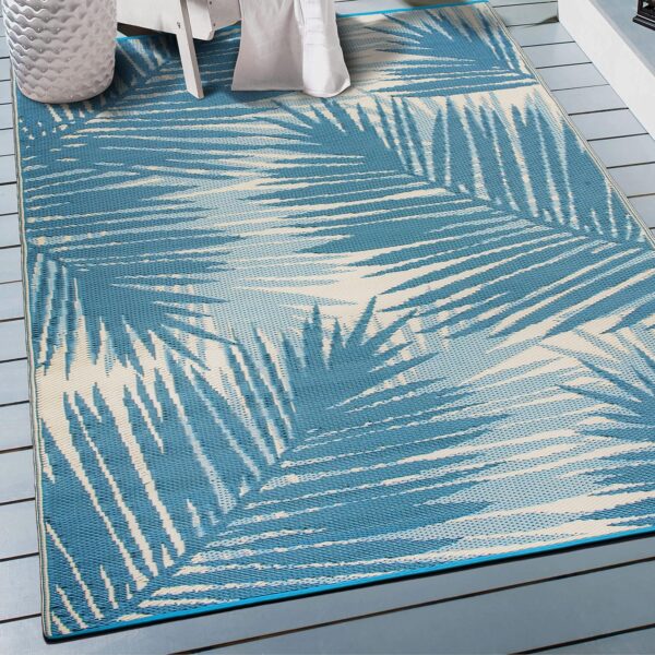 Rugshop Tropical Floral Reversible Crease-Free Waterproof Premium Recycled Plastic Outdoor Rugs for