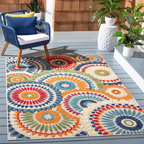 SAFAVIEH Washable Rug Outdoor Cabana Collection - 8' x 10', Blue &
