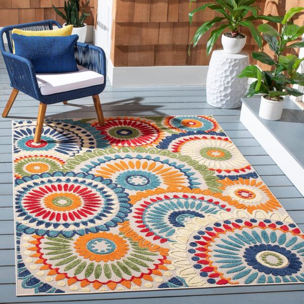 SAFAVIEH Washable Rug Outdoor Cabana Collection - 8' x 10', Blue &