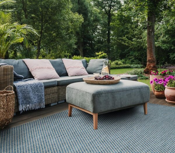 SAFAVIEH Courtyard Collection 8' x 10' Blue/Grey CY8653 Indoor/ Outdoor Patio Backyard