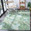 SAFAVIEH Washable Rug Outdoor Barbados Collection - 5'3" x 7'6", Green &
