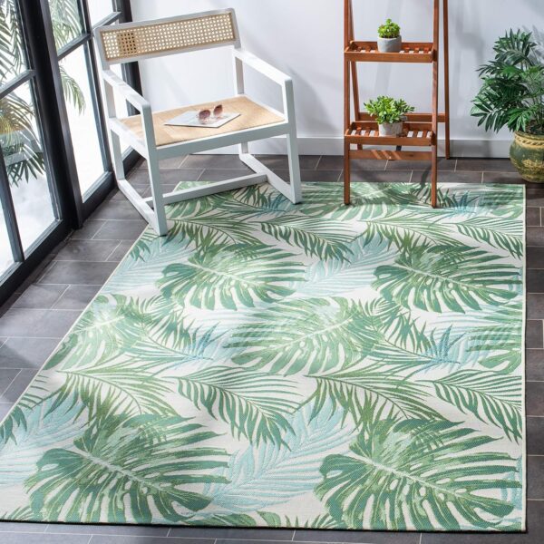 SAFAVIEH Washable Rug Outdoor Barbados Collection - 5'3" x 7'6", Green &