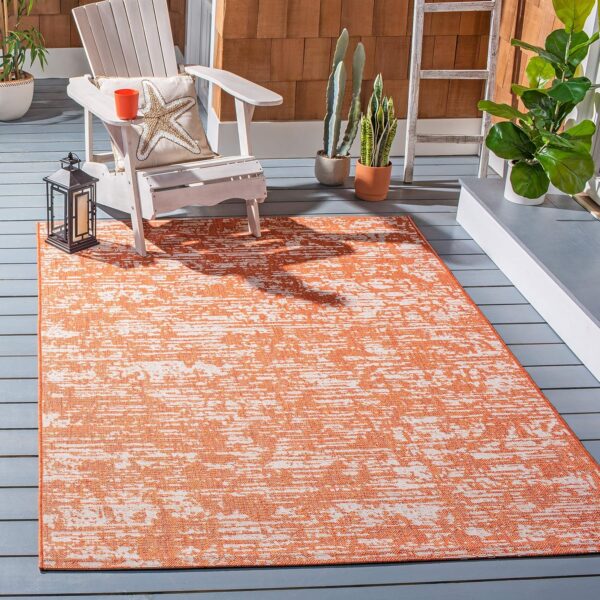 SAFAVIEH Washable Rug Outdoor Courtyard Collection - 2'7" x 5', Orange &