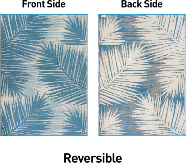Rugshop Tropical Floral Reversible Crease-Free Waterproof Premium Recycled Plastic Outdoor Rugs for